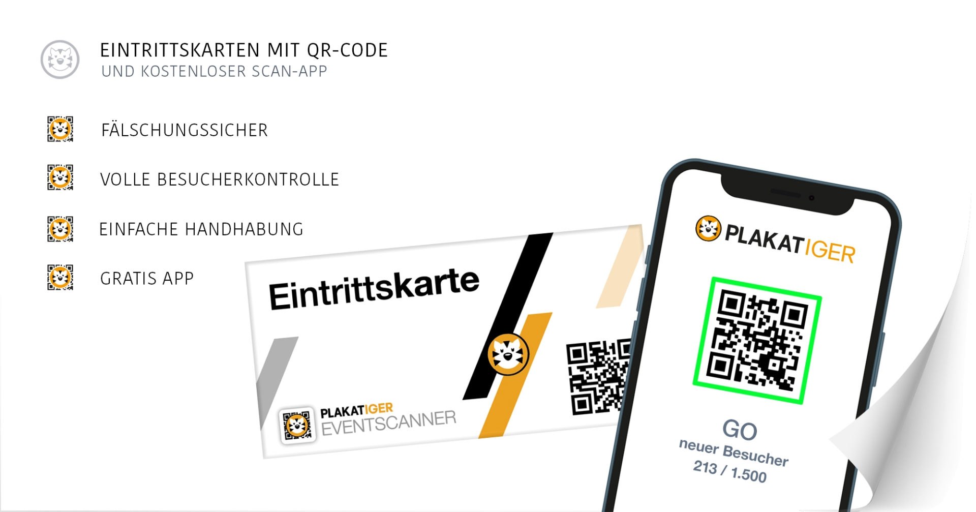 E-Tickets mit QR-Code  QR-Eintrittskarten mit Scan-App  QR-Tickets  Plakatiger - europaweit 